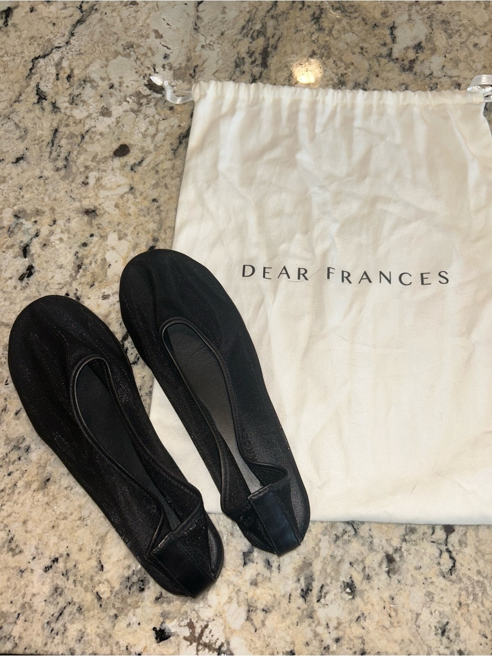Dear Frances Black Ballet Flats with Subtle Sheen
